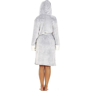 Keanu Ladies Sherpa Fleece Gowns - Grey Design - Shimmer Fleece