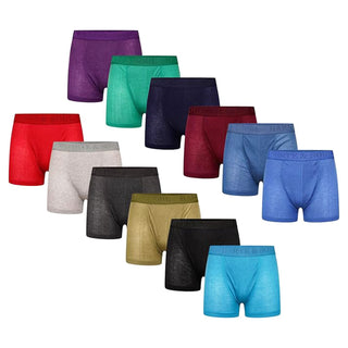 Harte & Soul Pack of 12 Mens Bamboo Boxer Shorts - Assorted Colours Design - Bamboo Viscose Cotton Blend
