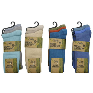 Mens 12 Pack Bamboo Socks, Mid Calf, Anti Bacterial Socks - Assorted Fashion Colours
