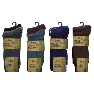 Mens 12 Pack Bamboo Socks, Mid Calf, Anti Bacterial Socks - Dark Assorted Colours