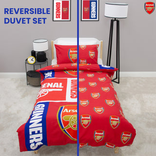 Arsenal Reversible Duvet Set - Gunners Crest Emblem Design - Single/Double