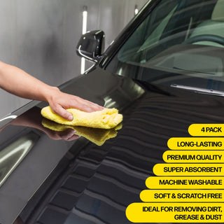 Premium Yellow Microfibre Cleaning Cloth – XL Size – 40 x 40cm - Multifunctional Heavyweight (400gsm) Reusable – Pack of 4 or 12