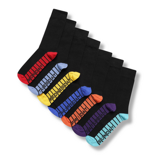 Mens 7 Pack Novelty Socks Cotton Rich Dad Gift, Colour Sole, Heel and Toe - Days of the Week Design