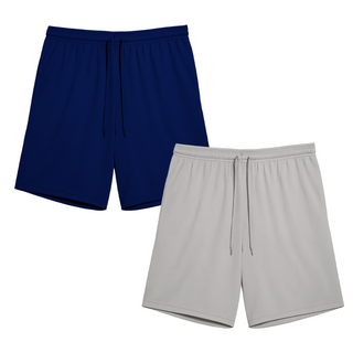 Keanu Mens 2 Pack Mesh Shorts - Navy and Grey Design