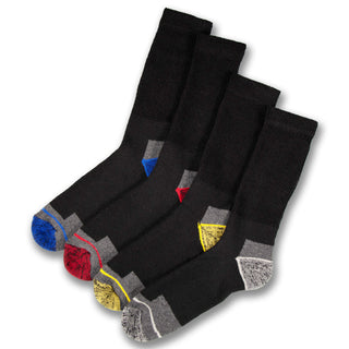 Mens 6 Pack Heavy Duty Non Elastic Work Socks, Safety/Steel Toe Boot Socks - Black