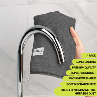 Premium Grey Microfibre Cleaning Cloth – XL Size – 40 x 40cm - Multifunctional Heavyweight (400gsm) Reusable – Pack of 4 or 12