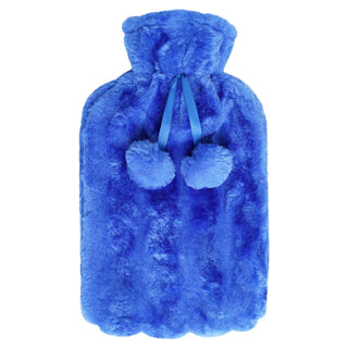 K Collection 2 x Hot Water Bottles With Removable Cover - 2L Capacity - Grey and Blue Design