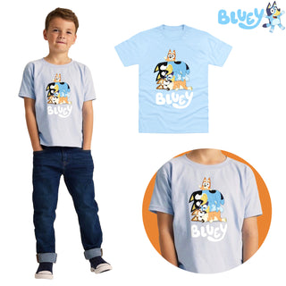 Bluey 3 Pack Kids T-Shirts - Bluey & Bingo Designs - 100% Cotton