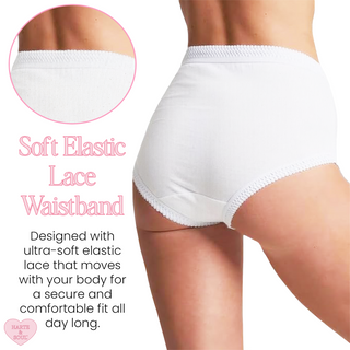 Harte & Soul Women’s 100% Cotton 6 Pack Full Briefs - White