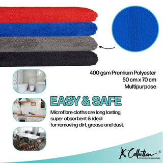 Premium Multicolour Microfibre Cleaning Cloth – Jumbo Size – 50 x 70cm - Multifunctional Heavyweight (400gsm) Reusable – Pack of 4 or 12