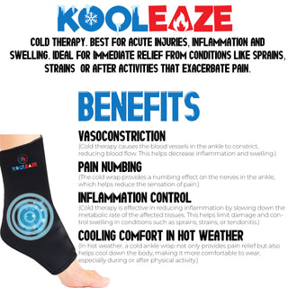 KOOLEAZE Reusable Gel Ice Pack Sleeves for Hot and Cold Therapy - Ankle Sleeve