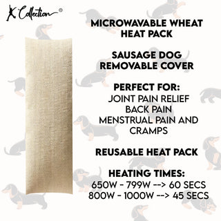 K Collection Heat Pack - Microwavable Plush Clay Beads Heat Bag - Sausage Dog Design