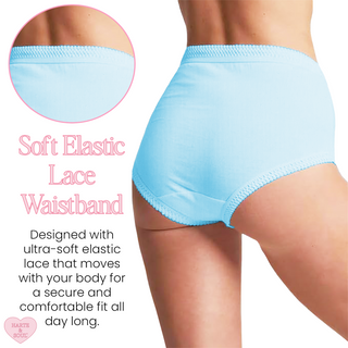 Harte & Soul Women’s 100% Cotton 6 Pack Full Briefs - Assorted Pastels