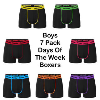 Harte & Soul Pack of 7 Boys Boxer Shorts - Days of The Week Design - Cotton Blend