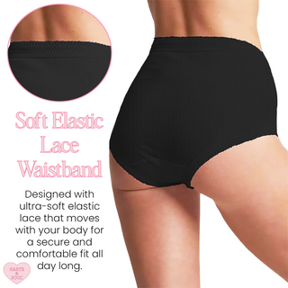 Harte & Soul Women’s 100% Cotton 6 Pack Full Briefs - Black