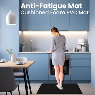 K Collection Heavy Duty Anti Fatigue Standing Mat – High Density Cushioned Non-Slip Mat for Standing Desks, Office, Kitchen Rug - Black - 2 sizes
