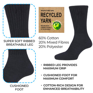 Mens 20 Pack Cotton Rich Sport And Work Socks - Black