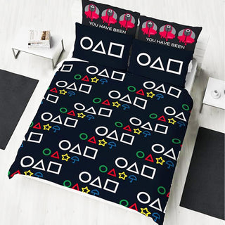 Squid Game Reversible Duvet Set - Symbols Game Design - Single and Double