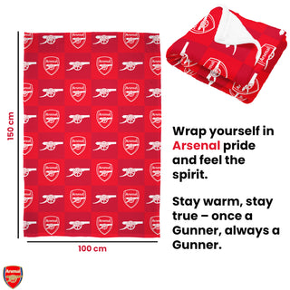 Arsenal Fleece Blanket - Checkered Design - 100% Polyester - 100 x 150cm