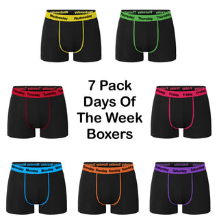 Harte & Soul Pack of7 Mens Boxer Shorts - Days of The Week Design - Cotton Blend