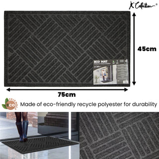 K Collection Recycled Enviro Non Slip Rubber Mat – Indoor/Outdoor Entrance Door Mat – Heavy Duty Eco Friendly - Perfect Dust/Debris Grabbing Doormats - Grey