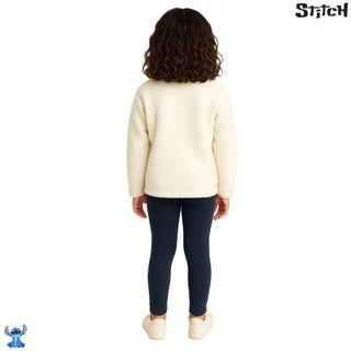 Stitch Girls Loungewear Set - Half Zip Borg Fleece Sweatshirt & Leggings - 2 to 10 Years