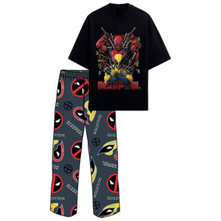 Marvel Mens Pyjamas - Deadpool & Wolverine Design - 100% Cotton