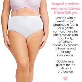 Harte & Soul Women’s 100% Cotton 6 Pack Full Briefs - White