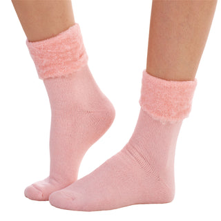 Ladies 6 Pack Bed Socks - Fleece Lined Brushed Thermal - Pastel Assorted Colours