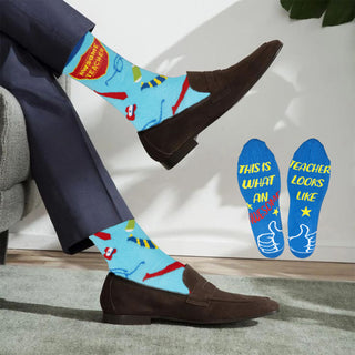 Mens 2 Pack Teacher Designs Cotton Rich Socks - Size UK 6-11