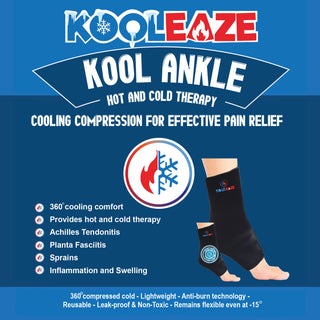 KOOLEAZE Reusable Gel Ice Pack Sleeves for Hot and Cold Therapy - Ankle Sleeve