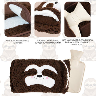 K Collection 160 cm Hot Water Bottle Belt with Plush Waist Cover -  1 Litre Capacity - Sloth Designs