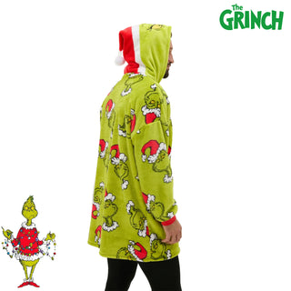 The Grinch Adults Oversized Wearable Blanket - Fleece Sherpa Fluffy Christmas Hooded Pullover
