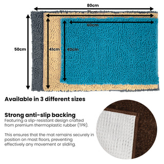 K Collection Luxury Chenille Bath Mat, Extra Soft and Absorbent Shaggy - Non Slip Machine Washable Bathroom Mats – Brown - Available in 3 Sizes