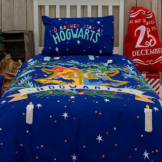 Harry Potter Reversible Duvet Set - I'd Rather Stay At Hogwarts Design - Single