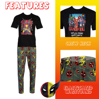 Marvel Mens Pyjamas - Deadpool & Wolverine Design - 100% Cotton