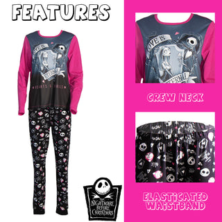 Disney Ladies Pyjamas - Nightmare Before Xmas Design - 100% Cotton