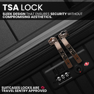XPLR Lightweight Polypropylene Black Hard Shell Luggage – 8 Silent 360° Spinner Wheels with Built-in TSA Lock – 20”, 24”, 28” and XL 32” Size – 3 Pc and 4 Pc Sets