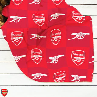 Arsenal Fleece Blanket - Checkered Design - 100% Polyester - 100 x 150cm