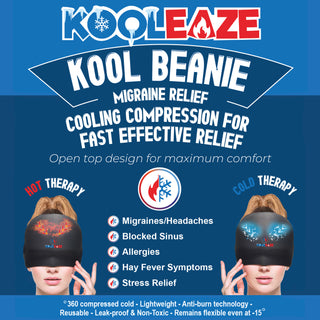 KOOLEAZE Migraine Relief Open TOP Cap - Black Design
