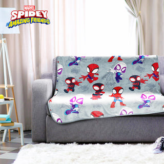 Marvel Soft Plush Throw Blanket - Spidey & His Amazing Friends Design - 100% Polyester - 100 x 150cm