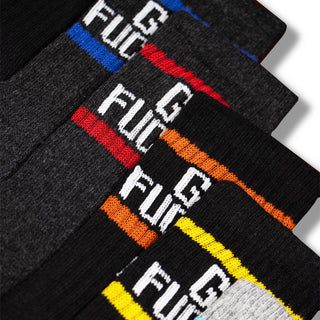 Men 6 Pack Get Fucked Novelty Rude Socks - Black