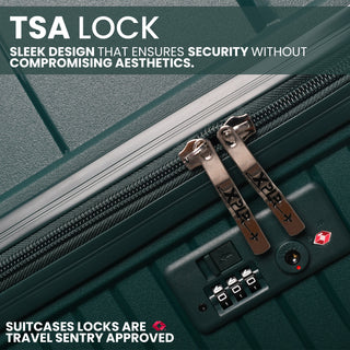 XPLR Lightweight Polypropylene Green Hard Shell Luggage – 8 Silent 360° Spinner Wheels with Built-in TSA Lock – 20”, 24”, 28” and XL 32” Size – 3 Pc and 4 Pc Sets