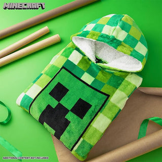 Minecraft Kids Long Fleece Hoodie - Green Creepers Design - Super Soft Fleece