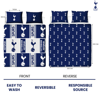 Tottenham Hotspur Reversible Duvet Set - Spurs Crest Emblem Design - Single/Double