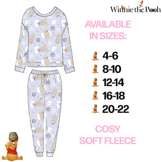Winnie the Pooh Women’s Fleece Pyjama Set – 2 Piece Soft Long-Sleeve Top & Bottoms with All-Over Print – Sizes 4–6 to 20–22