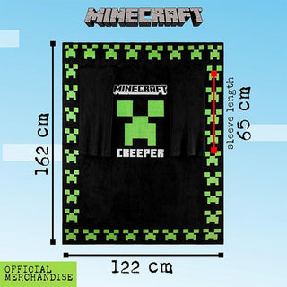 Minecraft Kids Fleece Wearable Blanket Hoodie - Black Creeper Design - Super Soft Fleece