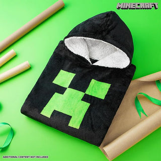 Minecraft Long Kids Fleece  Hoodie - Black Creeper Design - Super Soft Fleece