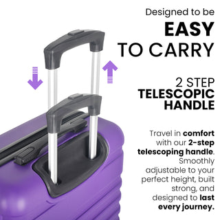 XPLR 5-Piece Purple ABS Luggage Set – Durable Hard Shell Suitcases with TSA Lock, 360° Spinner Wheels & Organised Interiors – Includes Carry-On & Toiletry Bag – Scratch-Resistant Finish