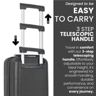 XPLR Underseat Charcoal Grey ABS Cabin Suitcase – Lightweight 2KG Removable-Wheel Luggage with 3-Step Telescopic Handle, Lockable Zippers & Fully Lined Interior – Compact Carry-On for Airlines